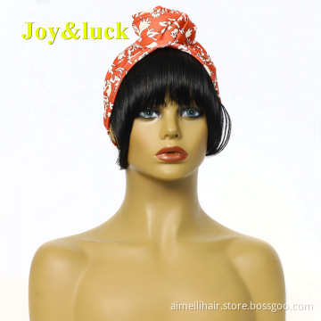 Head Band African Ombre Pink Hairband Fringe Natural Straight Wig With Bangs Headband Wigs for Black Women Synthetic Hair Wigs